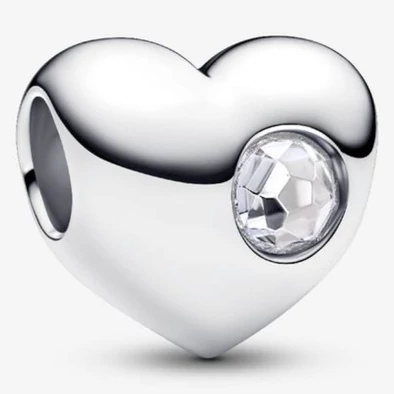 Pandora áttetsző április születésköves gravírozható szív charm - 794161C04