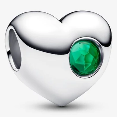 Pandora zöld május születésköves gravírozható szív charm - 794161C05