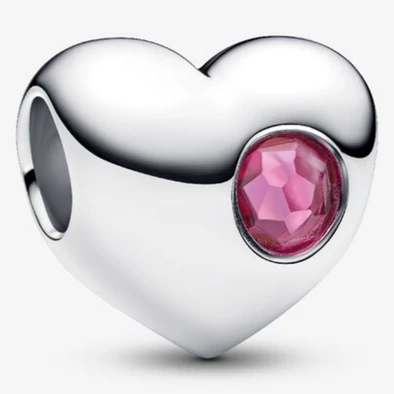 Pandora rózsaszín október születésköves gravírozható szív charm - 794161C10