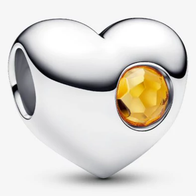 Pandora mézszínű november születésköves gravírozható szív charm - 794161C11