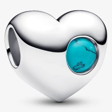 Pandora türkizkék december születésköves gravírozható szív charm - 794161C12