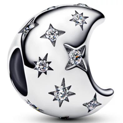 Pandora ezüst félhold csillagokkal charm - 794254C01