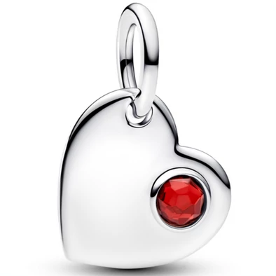 Pandora piros köves ezüst szív függő - 794295C01