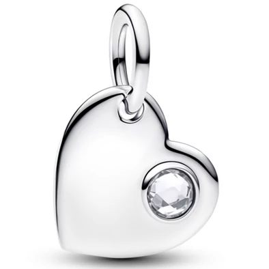 Pandora áttetsző áprilisi születésköves gravírozható szív függő  - 794295C04