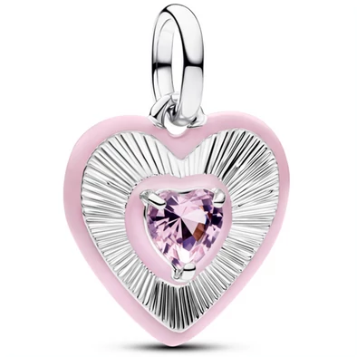 Pandora sugárzó szív rózsaszín medál függő  - 794409C01