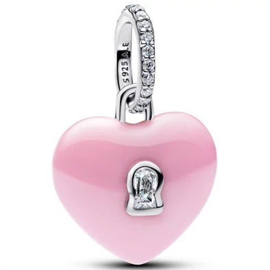 Pandora rózsaszín szív alakú lakat függő  - 794424C01