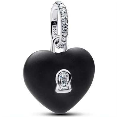 Pandora fekete szív alakú lakat függő  - 794424C02
