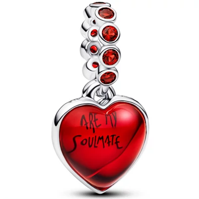 Pandora piros muránói üveg szív dupla függő  - 794429C01