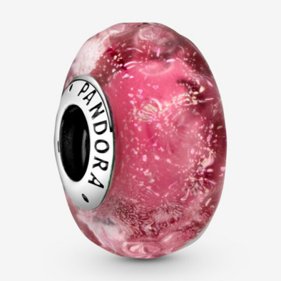 Pandora hullámos rózsaszín muránói üveg charm - 798872C00