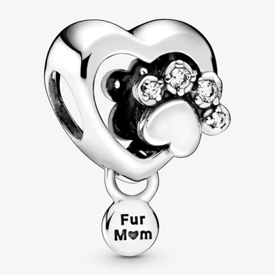 Pandora szikrázó mancsmintás szív charm - 798873C01