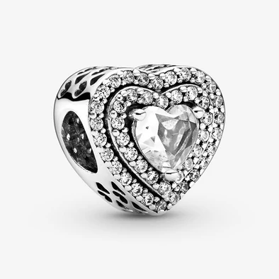 Pandora szikrázó lapos szívek charm - 799218C01