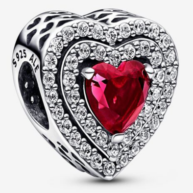 Pandora szikrázó piros lapos szív charm - 799218C02