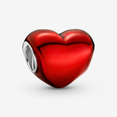 Pandora metál hatású piros szív charm - 799291C02