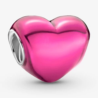 Pandora fémes rózsaszín szív charm - 793337C03