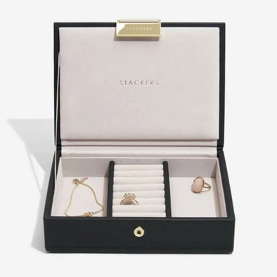 Stackers fekete színű mini fedeles ékszerdoboz - 75466