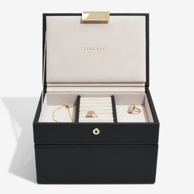 Stackers fekete színű mini ékszerdoboz szett - 75469