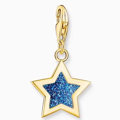 Thomas Sabo kék glitter arany csillag charm - 2056-427-32