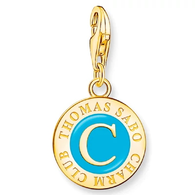 Thomas Sabo kék Charmista Coin aranyozott charm - 2099-427-17