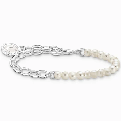 Thomas Sabo Charmista Coin láncos fehér gyöngyös karkötő - A2128-158-14-L15V