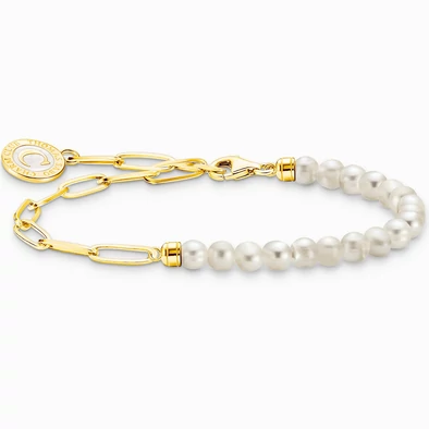 Thomas Sabo Charmista Coin arany láncos fehér gyöngyös karkötő - A2129-430-14-L19V