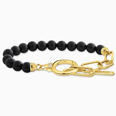 Thomas Sabo ónix gyöngyös aranyozott karkötő - A2134-177-11-L19V