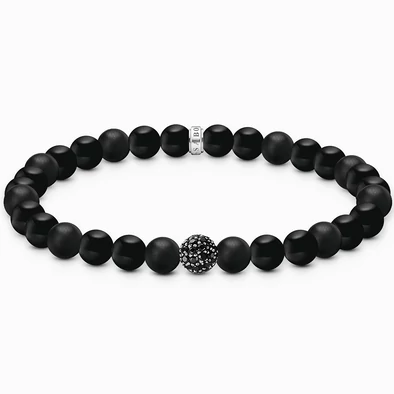 Thomas Sabo fekete obszidián gyöngyös unisex karkötő - A2194-705-11-L19