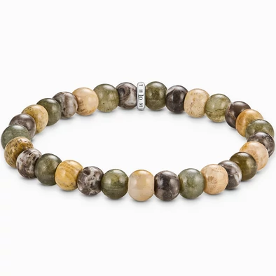 Thomas Sabo 9 mm labradorit és krokodil jáspis gyöngyös férfi karkötő - A2196-353-7-L17