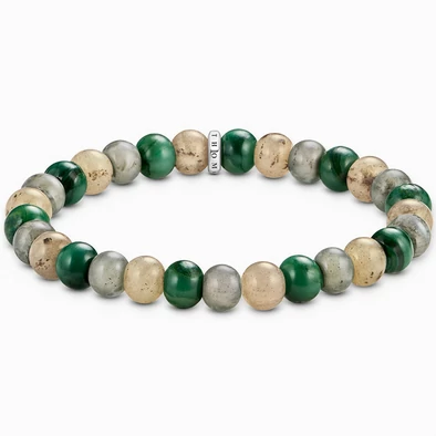 Thomas Sabo 9 mm jáspis, jade és labradorit gyöngyös férfi karkötő - A2196-503-6-L17