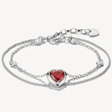 Thomas Sabo piros szív ezüst dupla karkötő - A2222-051-10