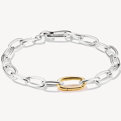 Thomas Sabo Connect Link ezüst charmgyűjtő karkötő sárga arany nyitható láncszemmel - C1204-413-7-L19 Thomas Sabo Connect Link ezüst charmgyűjtő karkötő sárga arany nyitható láncszemmel - C1204-413-7-L19
