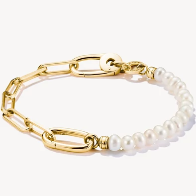 Thomas Sabo Connect Link gyöngyös karkötő nyitható sárga arany láncszemmel - C1209-430-14-L17 Thomas Sabo Connect Link gyöngyös karkötő nyitható sárga arany láncszemmel - C1209-430-14-L17