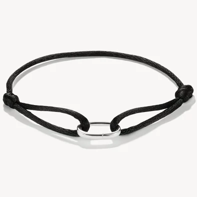 Thomas Sabo fekete textilkarkötő ezüst nyitható láncszemmel - C1210-001-11