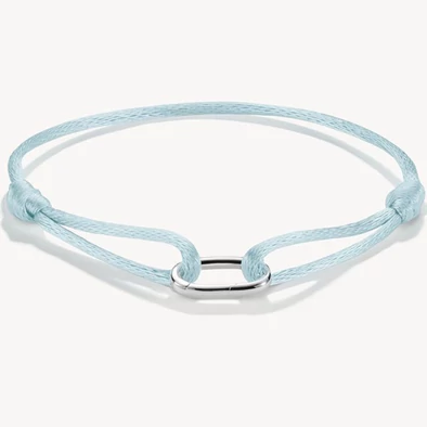 Thomas Sabo világoskék textilkarkötő ezüst nyitható láncszemmel - C1210-001-17
