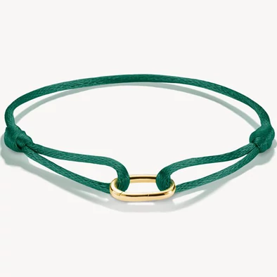 Thomas Sabo zöld textilkarkötő aranyozott nyitható láncszemmel - C1210-413-34