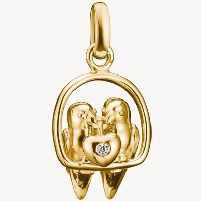 Thomas Sabo Connect cirkónia köves sárga arany galambpár charm - CC1240-414-14 Thomas Sabo Connect cirkónia köves sárga arany galambpár charm - CC1240-414-14