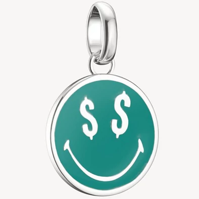 Thomas Sabo Connect SMILEYWORLD® zöld dollár szemű emoji charm - CC1296-664-6 Thomas Sabo Connect SMILEYWORLD® zöld dollár szemű emoji charm - CC1296-664-6