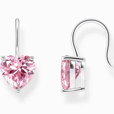 Thomas Sabo ezüst fülbevaló rózsaszín szív cirkóniával - H2288-051-9