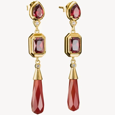 Thomas Sabo elyndra aranyozott piros köves függő fülbevaló - H2332-414-10