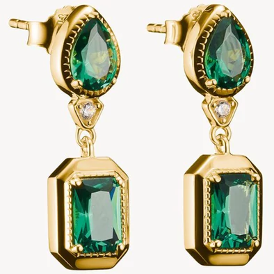 Thomas Sabo elyndra zöld köves aranyozott függő fülbevaló - H2334-971-6