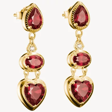 Thomas Sabo elyndra piros szív függő aranyozott fülbevaló - H2341-414-10