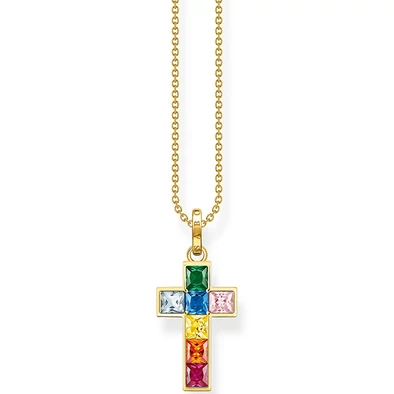 Thomas Sabo nyaklánc színes köves kereszt medállal - KE2166-996-7-L45V