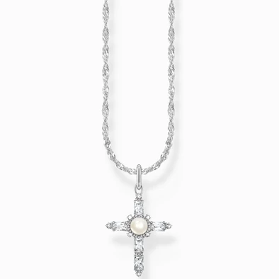 Thomas Sabo ezüst nyaklánc fehér cirkónia kereszt medállal - KE2296-167-14-L45V