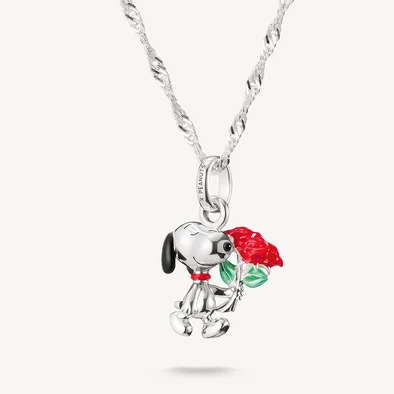 Thomas Sabo Snoopy piros rózsával PEANUTS nyaklánc - KE2353-664-7-L45V Thomas Sabo Snoopy piros rózsával PEANUTS nyaklánc - KE2353-664-7-L45V