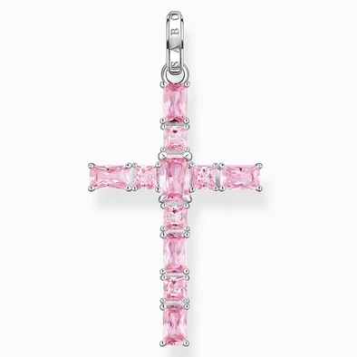 Thomas Sabo rózsaszín köves kereszt medál - PE939-051-9