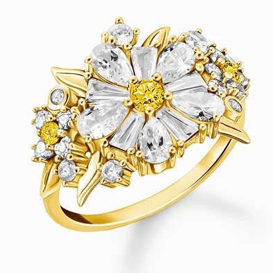 Thomas Sabo aranyozott koktélgyűrű százszorszép mintával - TR2335-414-4-54 Thomas Sabo aranyozott koktélgyűrű százszorszép mintával - TR2335-414-4-54