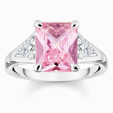 Thomas Sabo rózsaszín köves ezüst gyűrű - TR2362-051-9-48