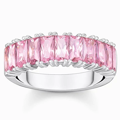 Thomas Sabo ezüst gyűrű rózsaszín kövekkel - TR2366-051-9-52