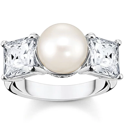 Thomas Sabo gyöngyös gyűrű fehér kővel  - TR2408-167-14-58