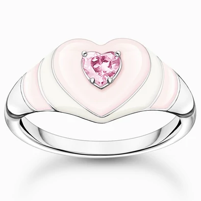 Thomas Sabo rózsaszín szív gyűrű - TR2435-041-9-52