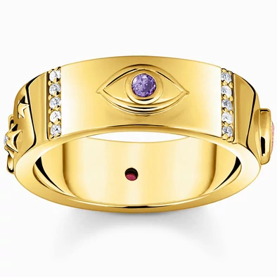 Thomas Sabo aranyozott gyűrű kozmikus motívumokkal - TR2439-995-7-54
